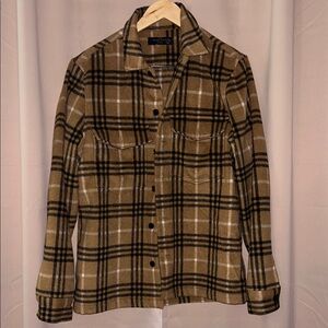 Tan and Black Plaid Wool Shirt